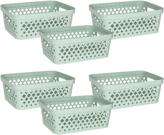 Glad Plastic Storage Basket Set, Value Pack of 6 | Open Storage Bins for Shelves, Bathroom, Pantry