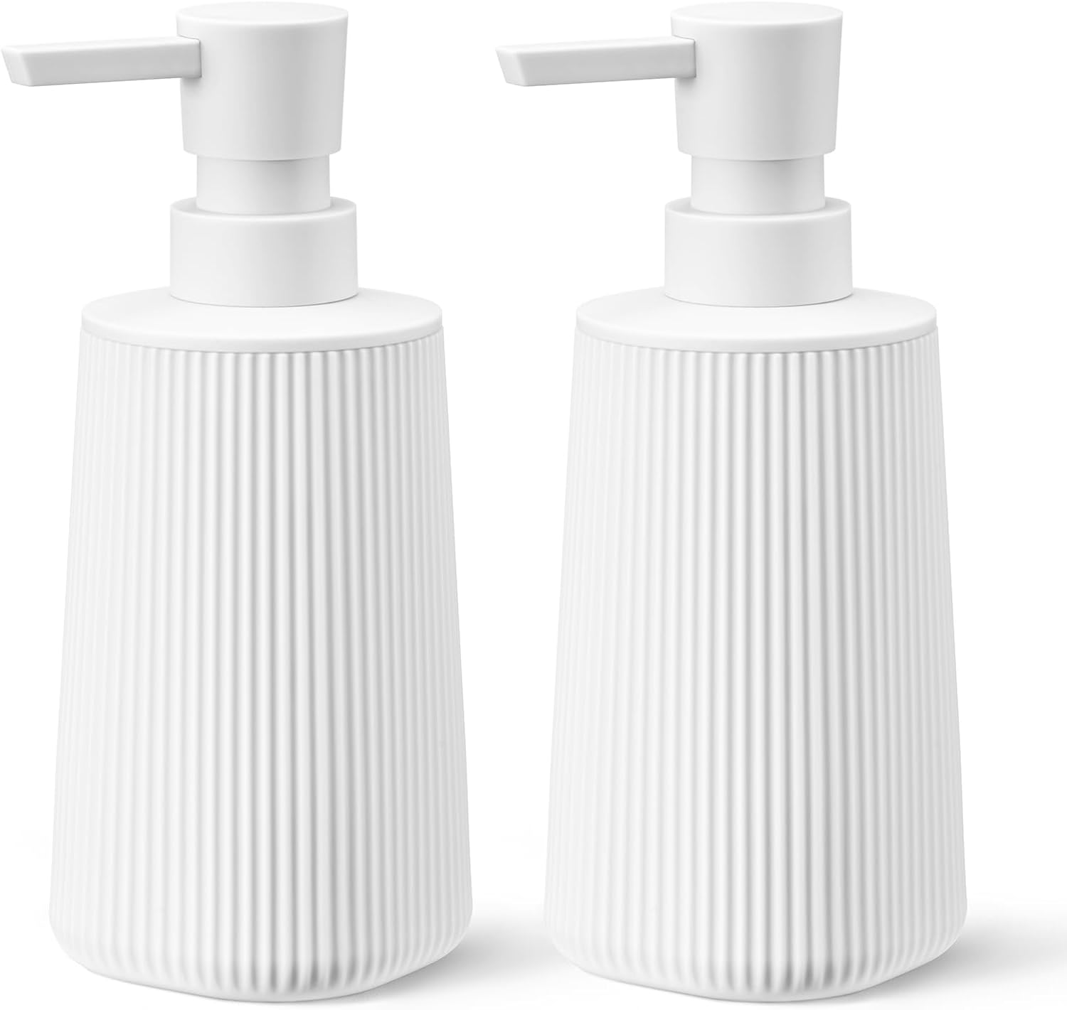 White 2 Pack Hand Soap Dispensers with No Rust Pump for Bathroom and Kitchen Countertops Refillable