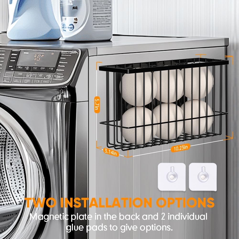Magnetic Dryer Ball Holder for Laundry Room Organization and Storage, Magnetic Lint Bin for Laundry