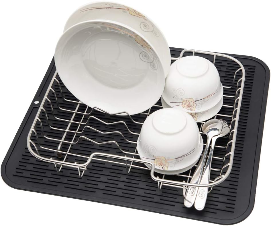 ZLR 2 Pcs Silicone Dish Drying Mats for Kitchen Counter, Eco-Friendly Fast Dry Dish Mat, Easy Clean
