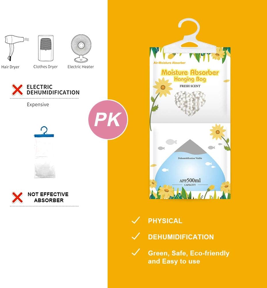 CANAGER Hanging Moisture Absorber, Fresh Scent Moistureproof Desiccant Hanging Bag，Dehumidifier Bag