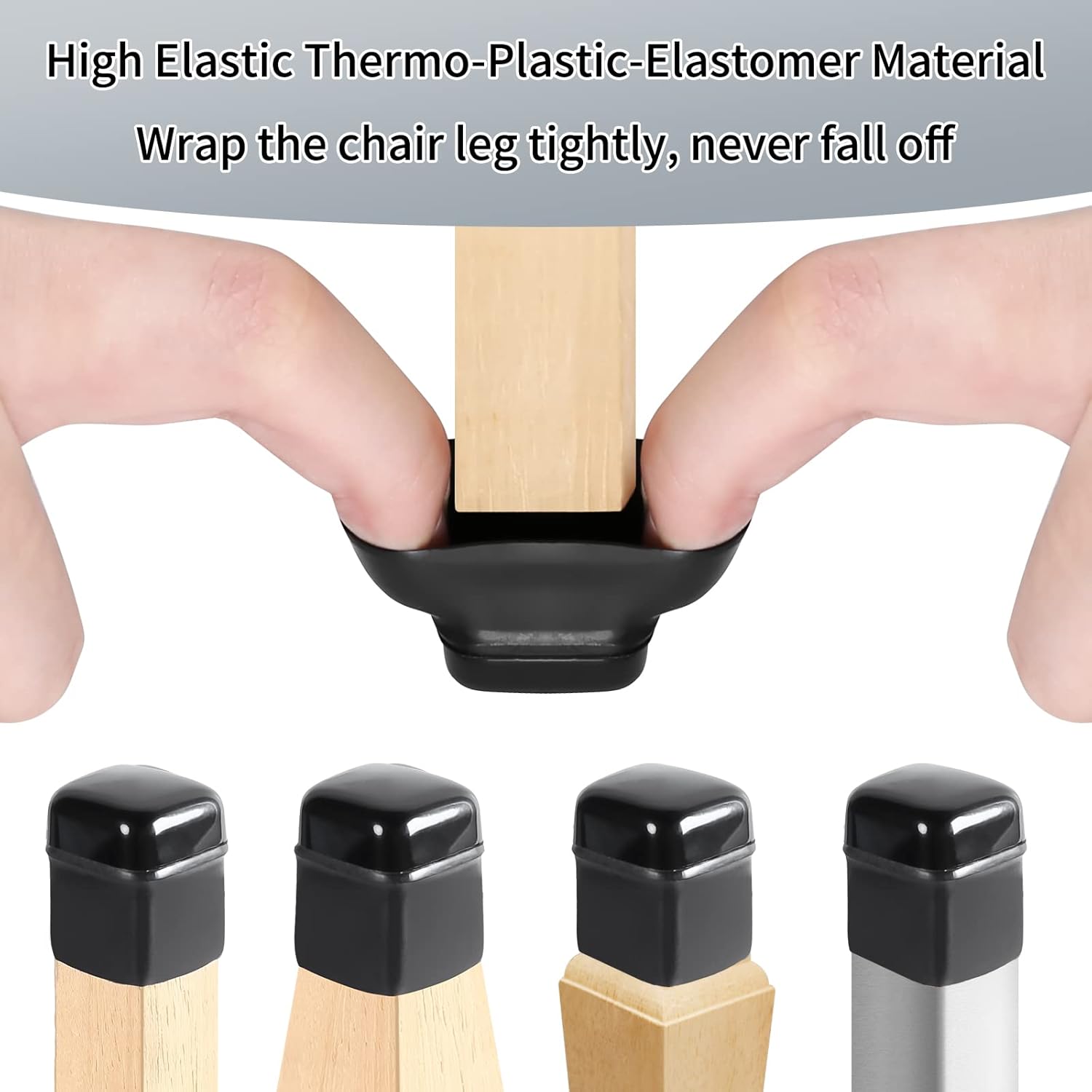 Ezprotekt 24 Pcs Chair Leg Sliders for Carpet, Square Black Teflon Furniture Glides Protectors