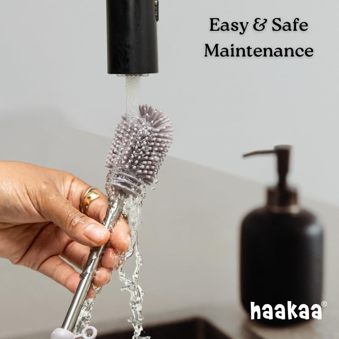 Haakaa Silicone Cleaning Brush Kit – Household Cleaning Brushes for Bottles and Crevices