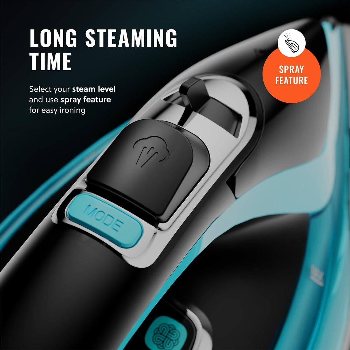 PurSteam SteamTech Elite 1750W Steam Iron, Digital Temp Control & LED Display, Ceramic Soleplate