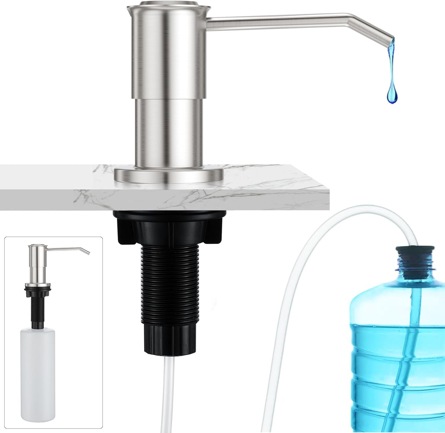CREA Kitchen Sink Soap Dispenser Countertop for Kitchen Sink, Stainless Stee Built in Sink Soap