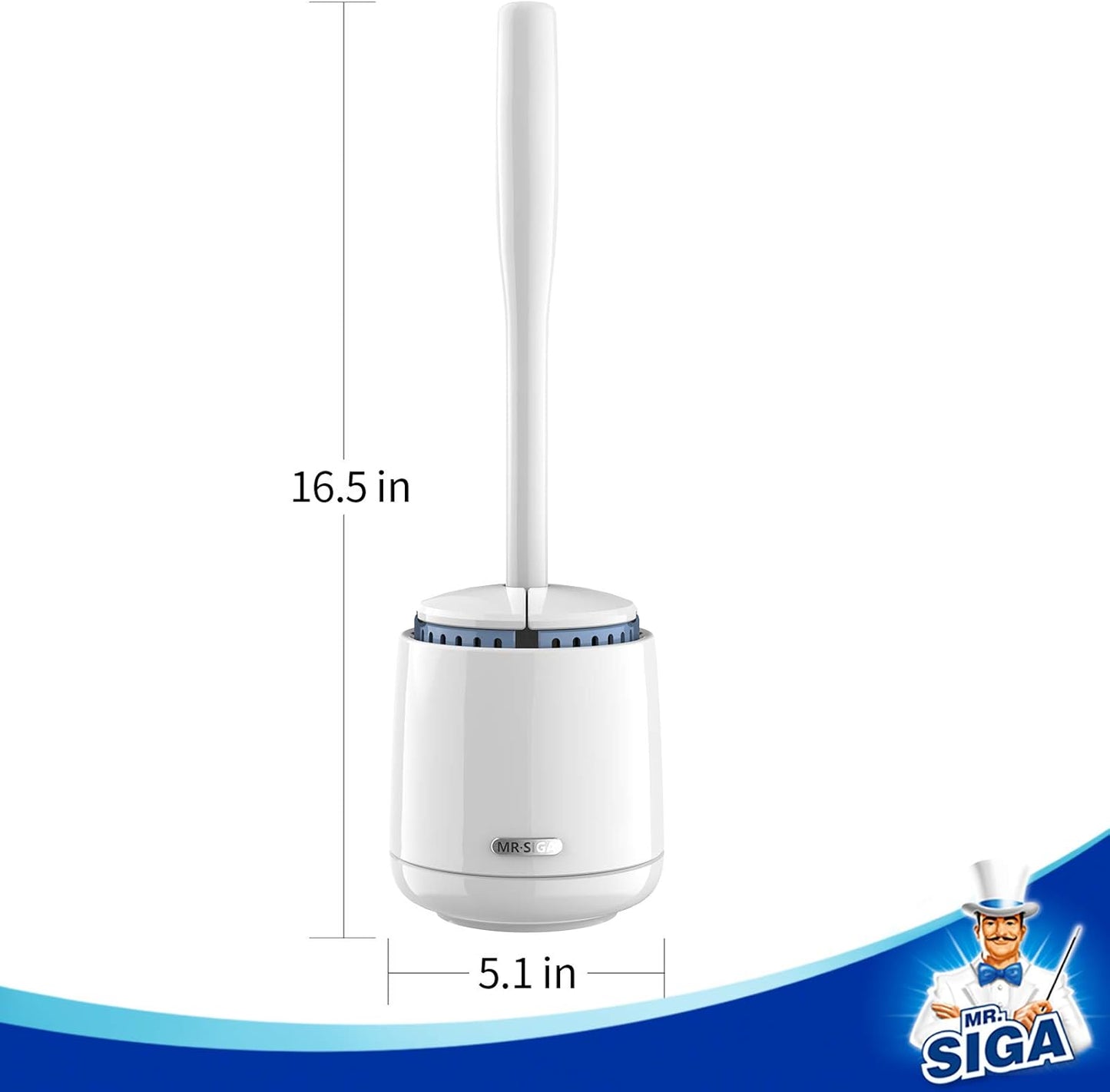 MR.SIGA Toilet Bowl Brush and Holder, Premium Quality, with Solid Handle and Durable Bristles for