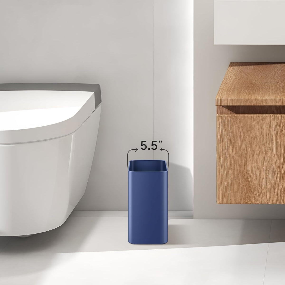 TIPGO Small Metal Trash Can, 2.1 Gallon Slim Trash Can for Bathroom, Wastebasket Garbage Bin for