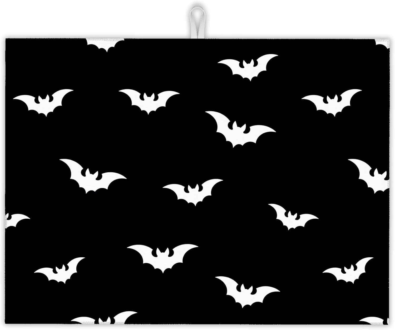 Halloween Black White Dish Drying Mats 18x24 Inch,Halloween Bats Dish Pad Drying Rack Mat for