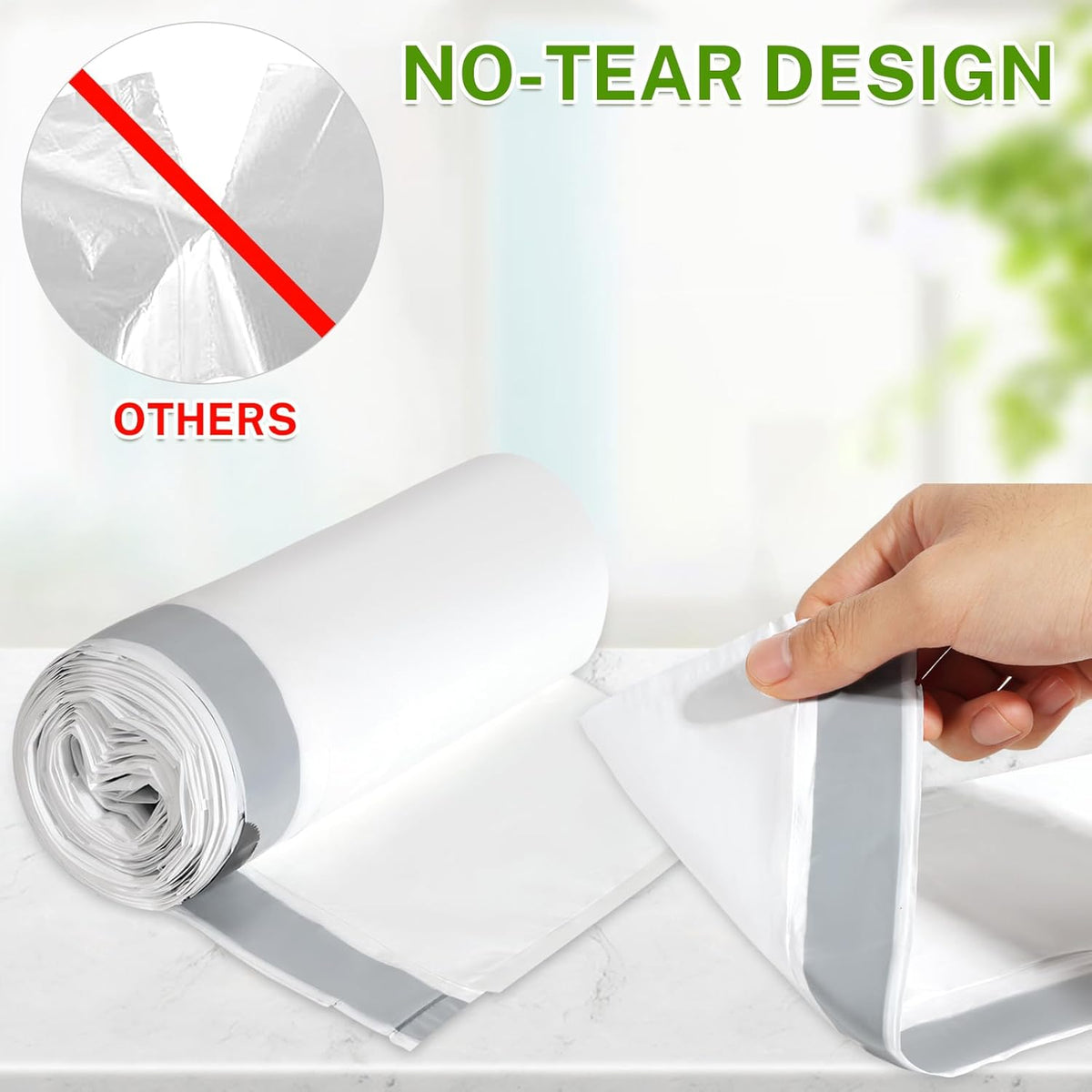 15 Gallon Tall Kitchen Trash Bags Drawstring - 1.2 Mil Thick White Garbage Bag for Office Kitchen
