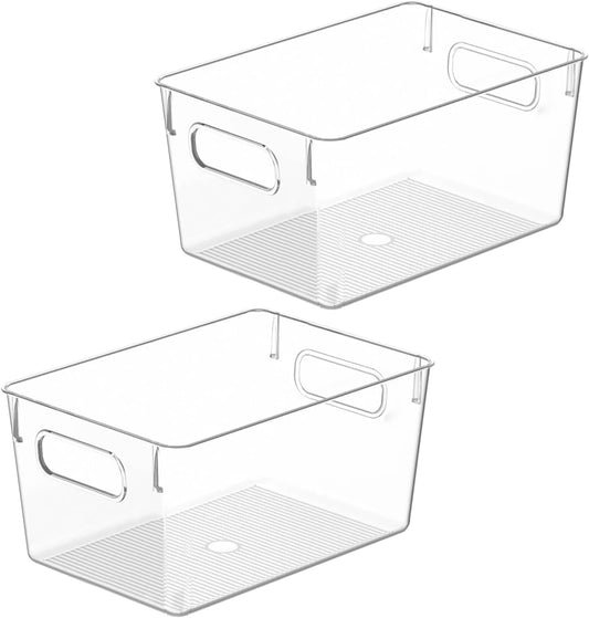 Clear Plastic Storage Bins, Pantry Organizers and Storage Containers Fridge Organizer Bins for
