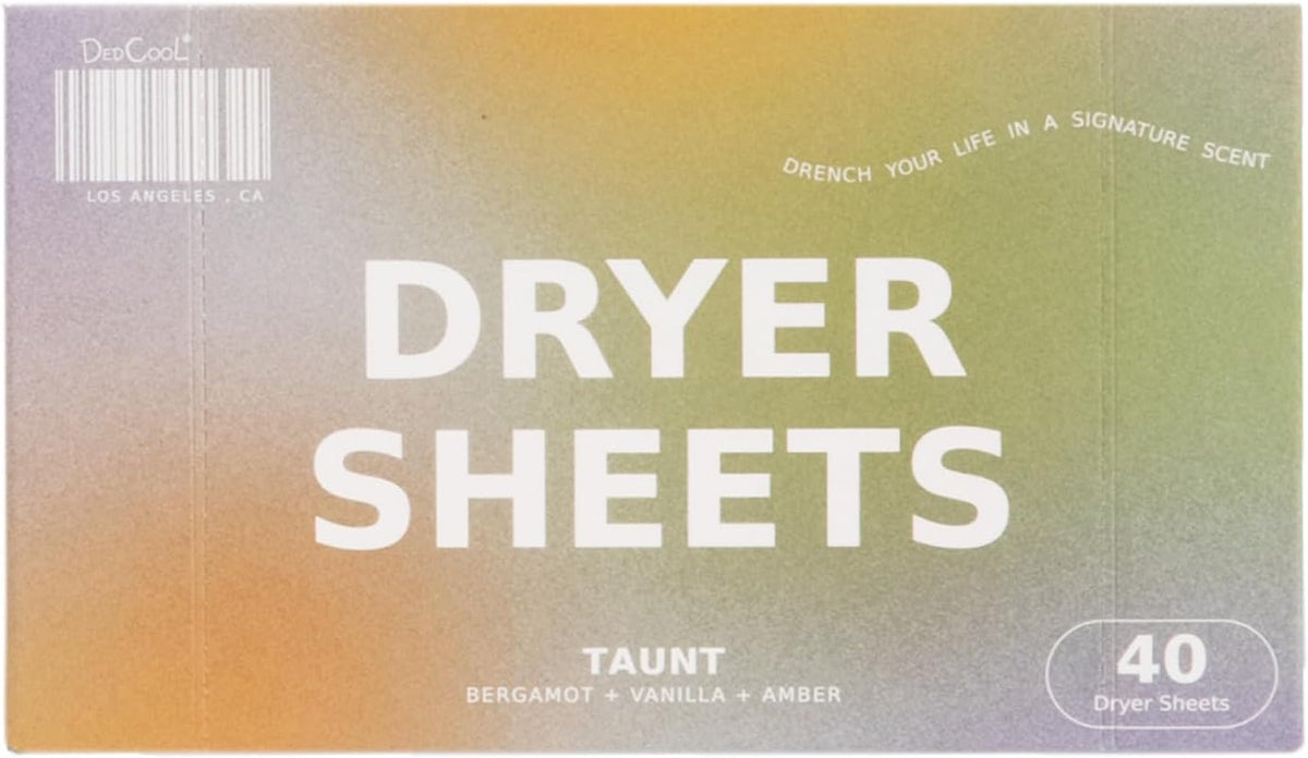 DedCool Dryer Sheets | 01 Taunt | 40 Count | Non-Toxic, Vegan Fabric Softener Sheets | Bergamot