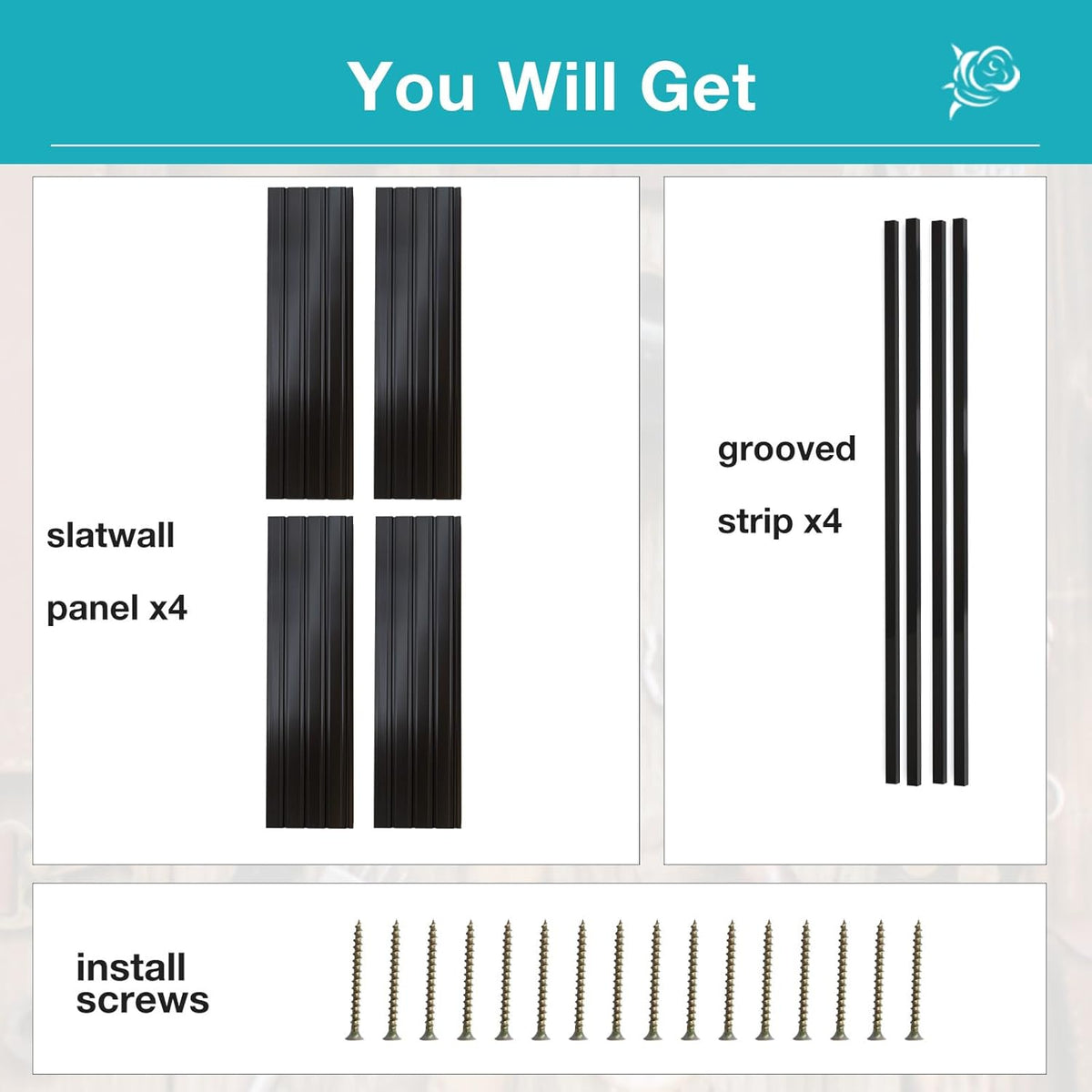 NeatiEase Slatwall Panel Wall Storage Systems, 4 x 4ft Slat Wall Paneling Garage Wall Organizer