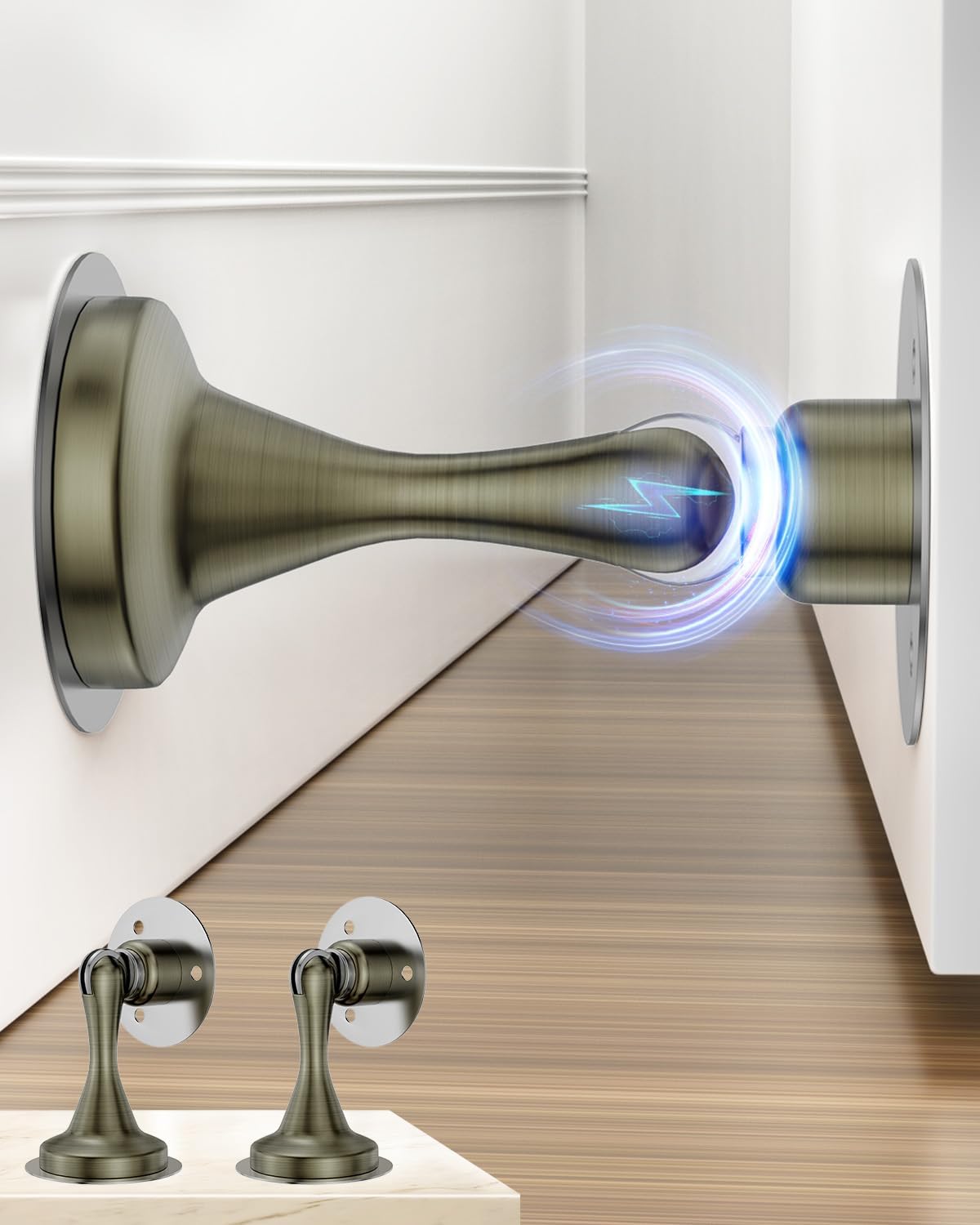 Door Stoppers Magnetic Door Catch - 2 Pack Stainless Steel Heavy Duty Door Stops for Bottom of