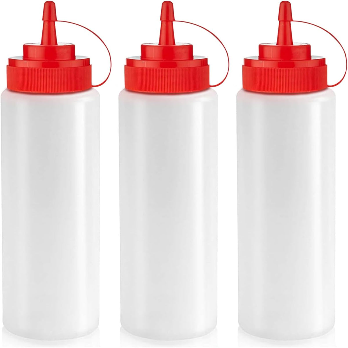 Norcalway 12 oz Condiment Squeeze Bottles for Sauces - Leak Proof Oil, Syrup, Dressing Squirt