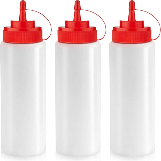Norcalway 12 oz Condiment Squeeze Bottles for Sauces - Leak Proof Oil, Syrup, Dressing Squirt