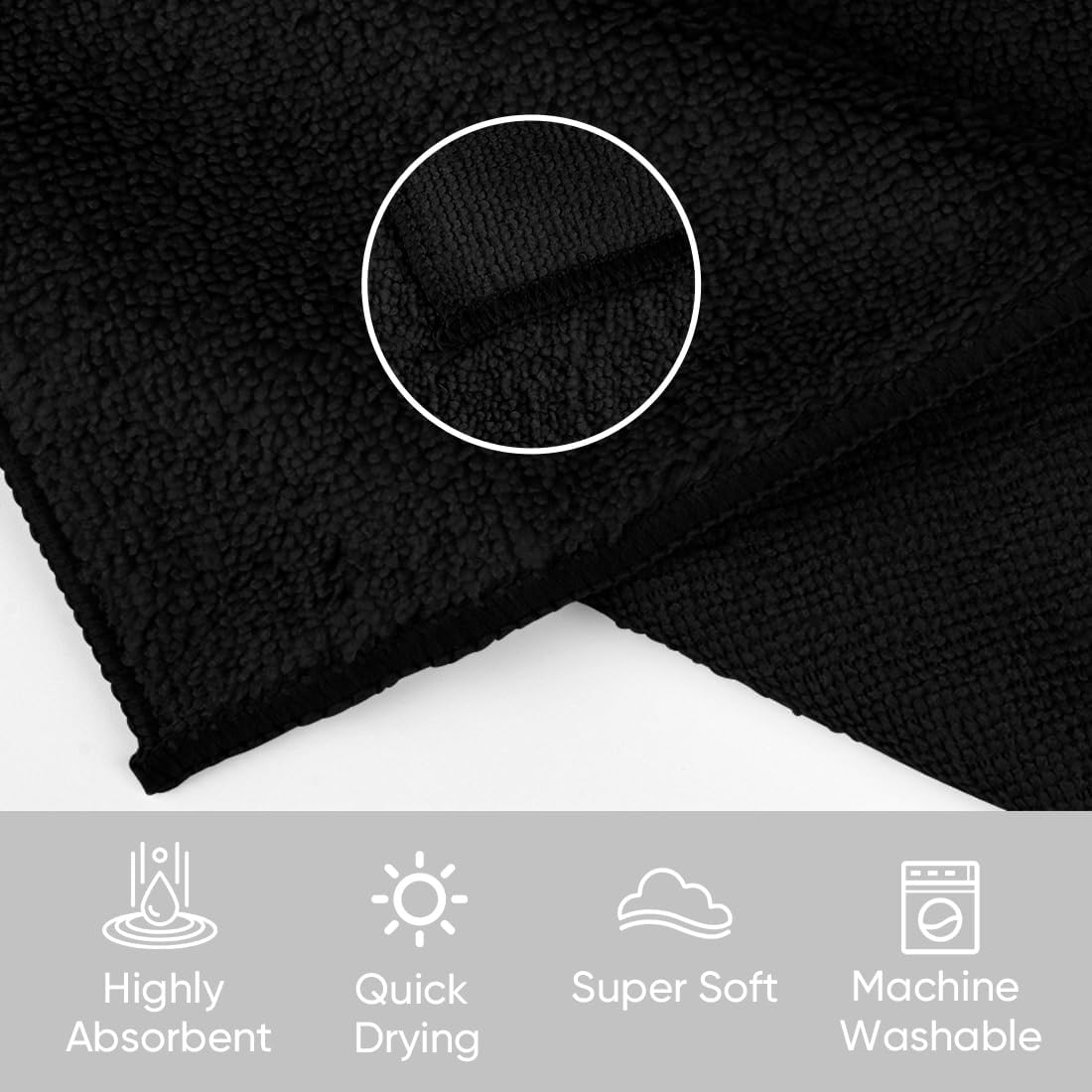 HOMEXCEL Black Washcloths 24 Pack, Highly Absorbent and Soft Microfiber Face Towel, Makeup Remover