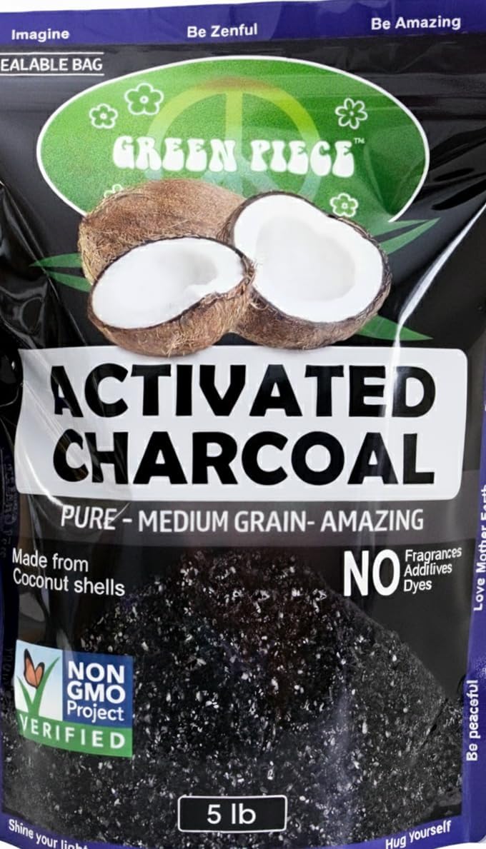 Green Piece® Activated Charcoal Coarse Grain – Resealable 5 lb Bag for Air Purifying, Odor