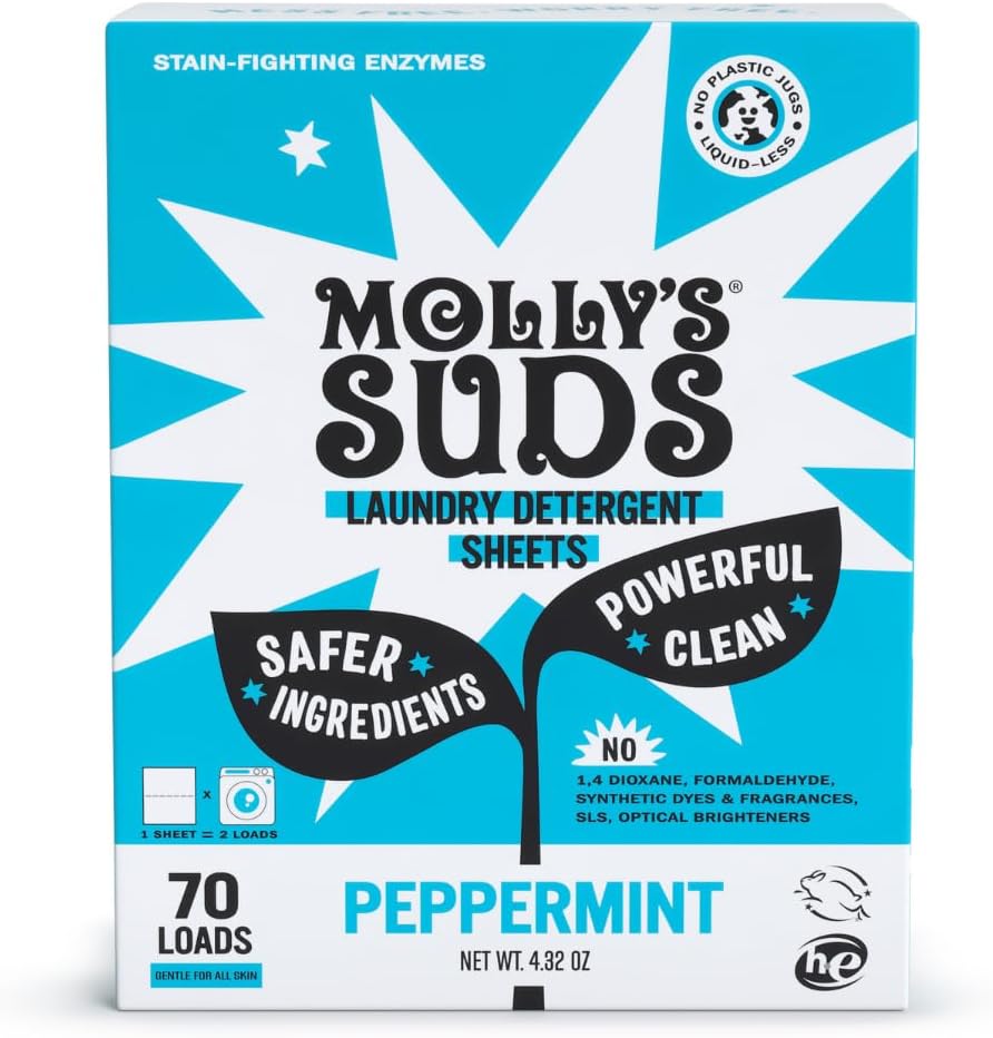 Molly’s Suds Laundry Detergent Sheets | Gentle on Sensitive Skin, Powerful Bio-Based Enzymes