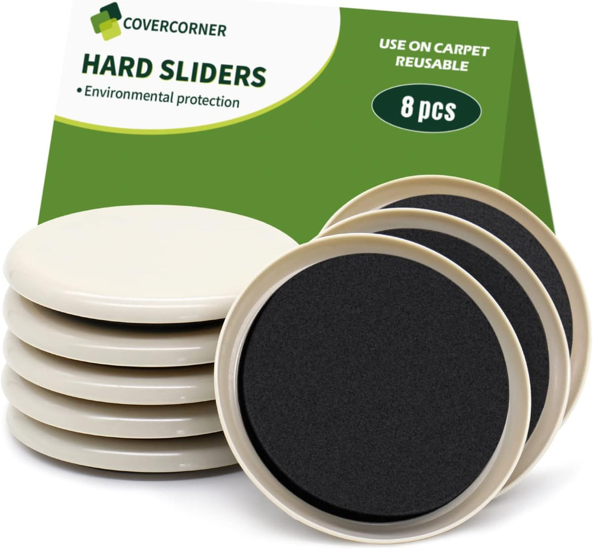 Furniture Sliders for Carpet 8 PCS - 3 1/2 inch Furniture Moving Slider Chair Legs Floors