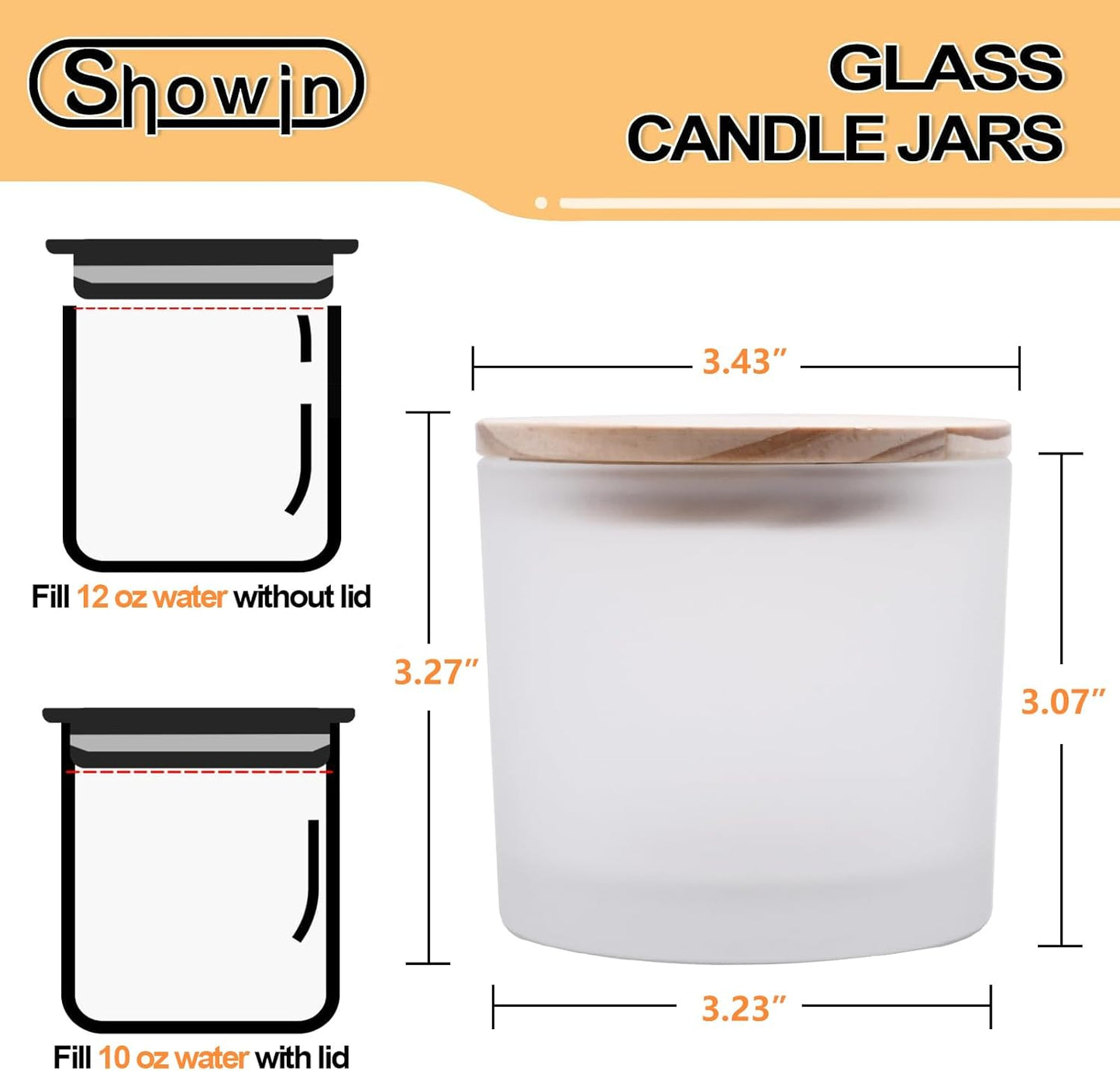 12 OZ Thick Candle Jars for Making Candles 12 Pcs, Empty Jars with Wood Lids for Spice Jars, Sample