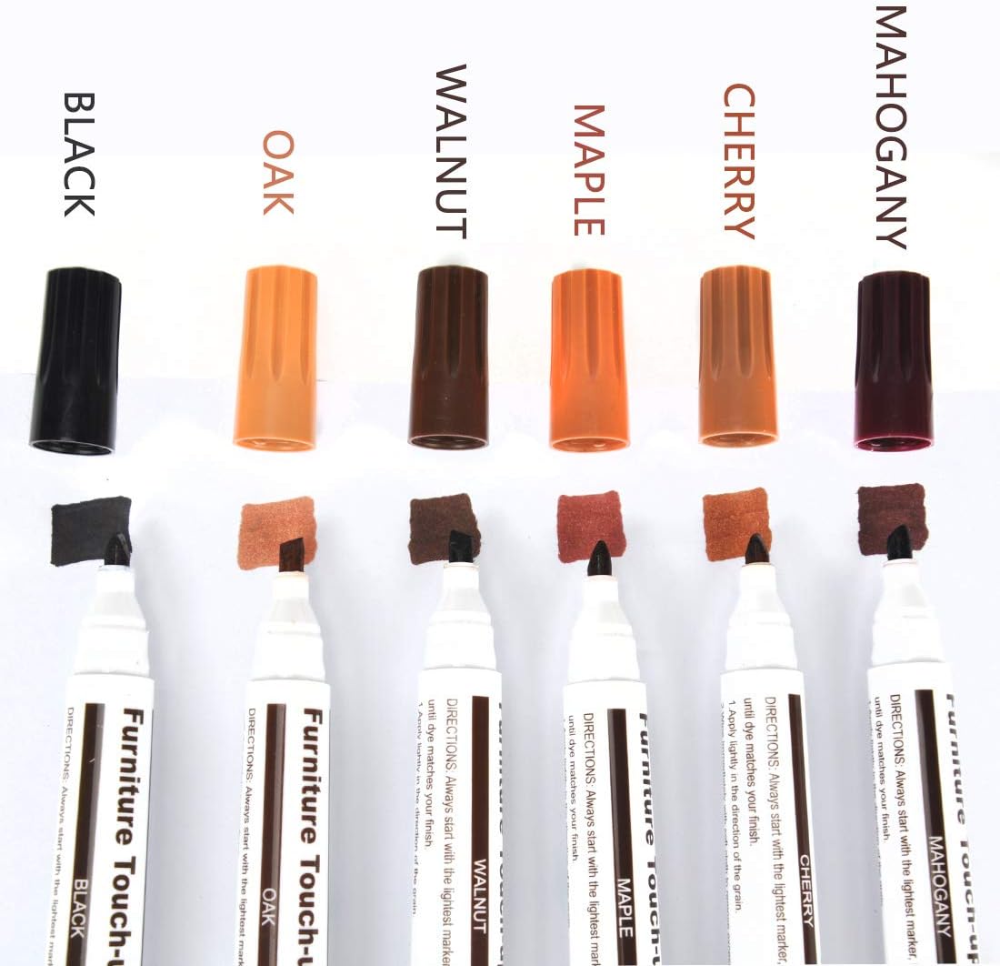 Furniture Repair kit, Wood Scratch Cover Markers*6 and Wax Filler Sticks*6 with Sharpener- 13Pack