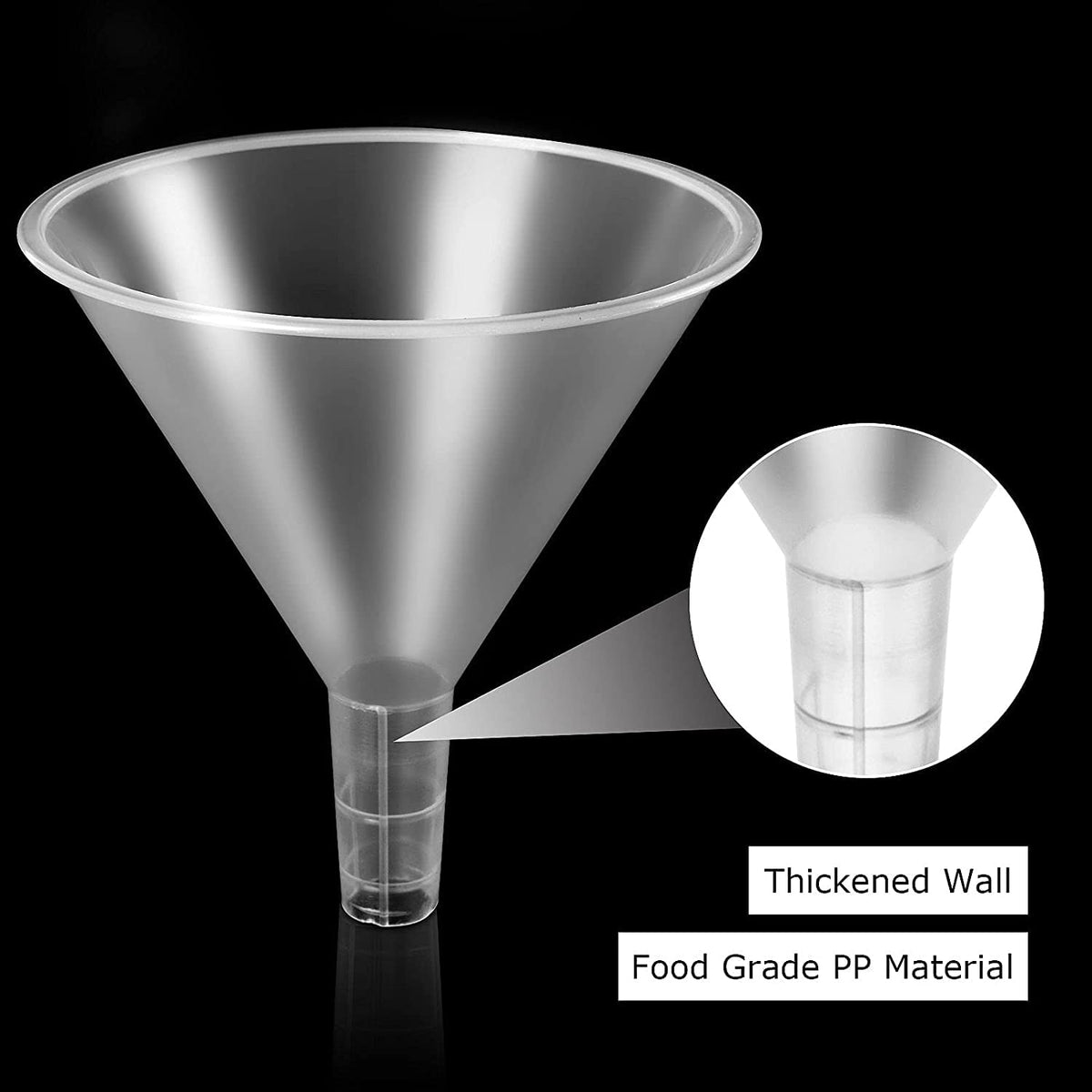 RHBLME 20 PCS Plastic Funnels Set, 4.7 Inch Wide Mouth Clear Plastic Funnels for Filling Bottles