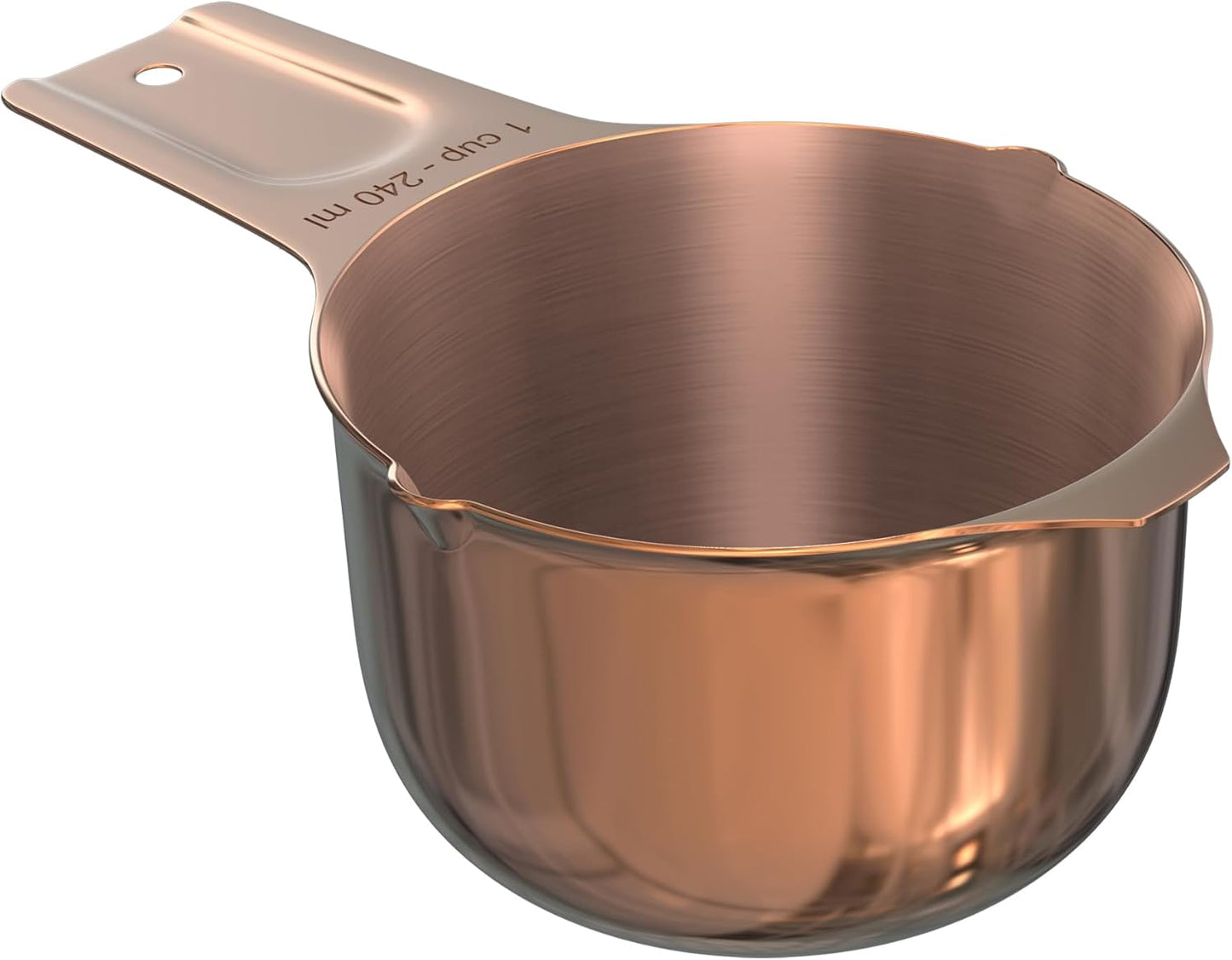 Color Up 1 Cup Measuring Cup (240 ml) – Premium Copper Stainless Steel, Accurate for Wet & Dry