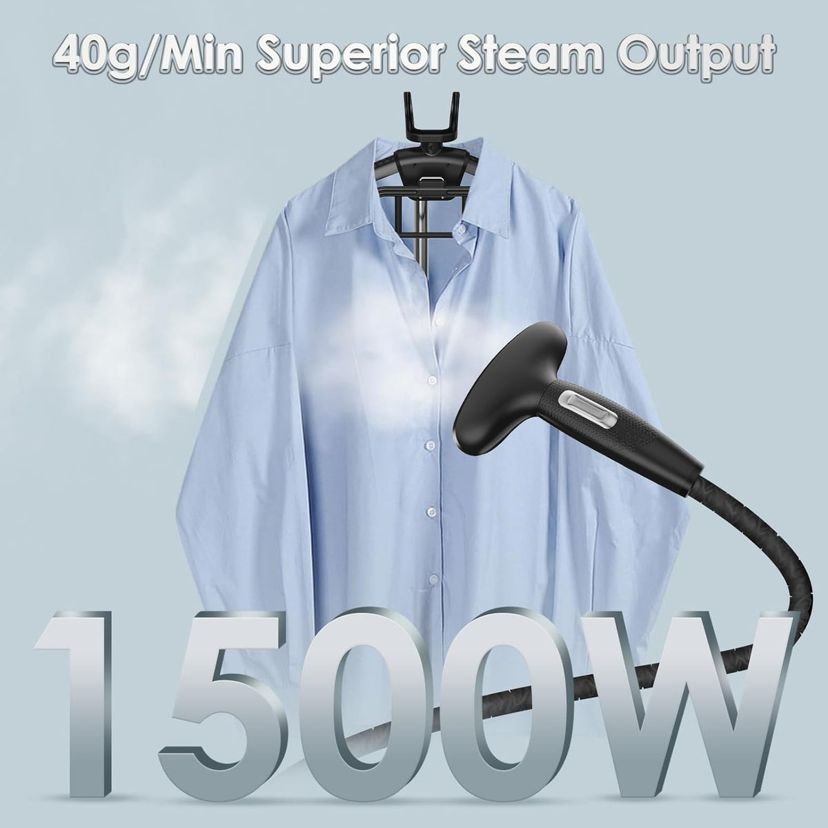 Steamer for Clothes, Jenaely 1500W Standing Garment Steamers, 35s Fast Heat-up, 80 Mins of