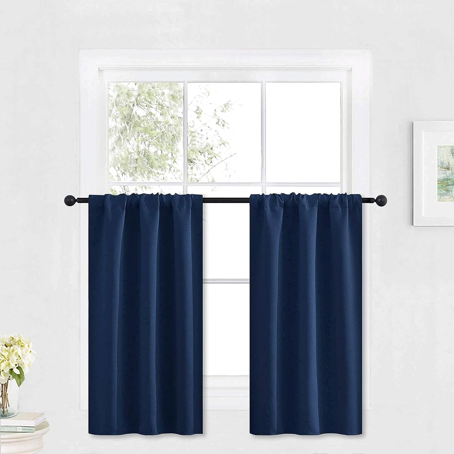 RYB HOME Bathroom Window Curtains - Super Soft Blackout Privacy Curtains for Baby Nursery Bedroom