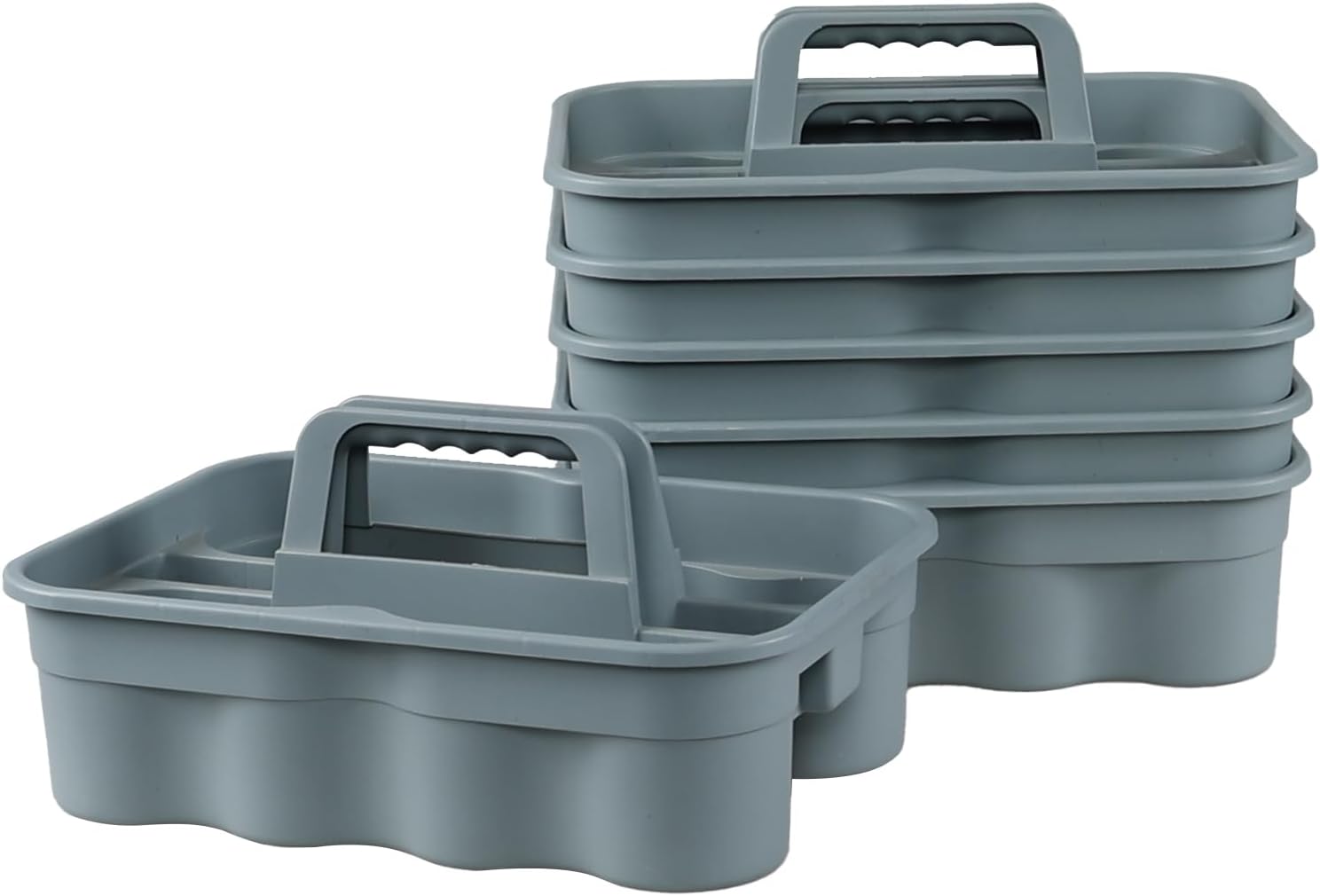 6 Pack Plastic 2 Compartments Cleaning Supplies Caddy, Commercial Carry Caddy Organizer with
