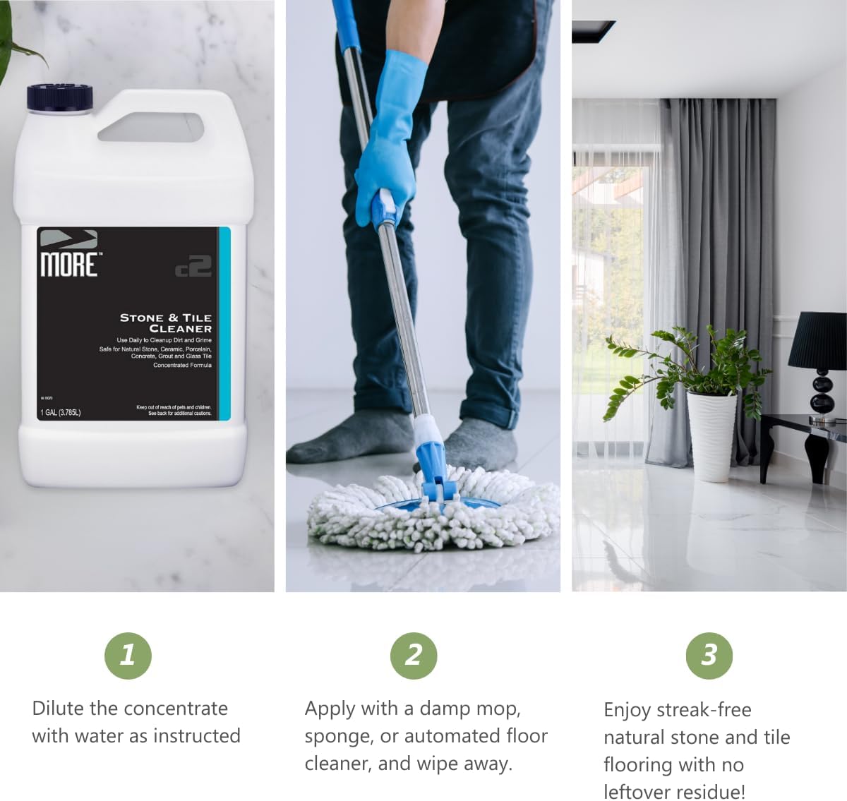 MORE - Stone & Tile Cleaner - Grout & Floor Cleaner for Natural Stone, Marble, Concrete, Ceramic, &
