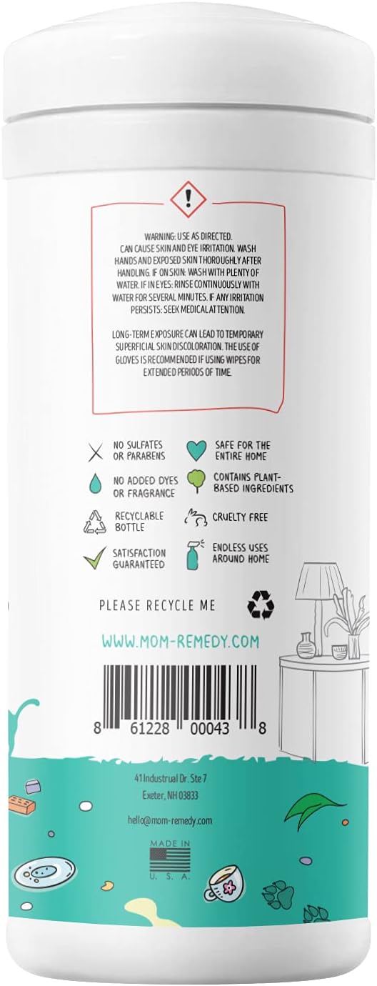MOMREMEDY Hydrogen Peroxide Cleaning Wipes | All Purpose Cleaner and Stain Remover | Multipurpose