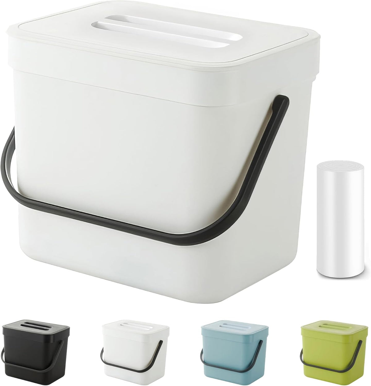 Kitchen Compost Bin - 1.8 Gallons Hanging Trash Can with Lid for Kitchen Cabinet Door, Under Sink