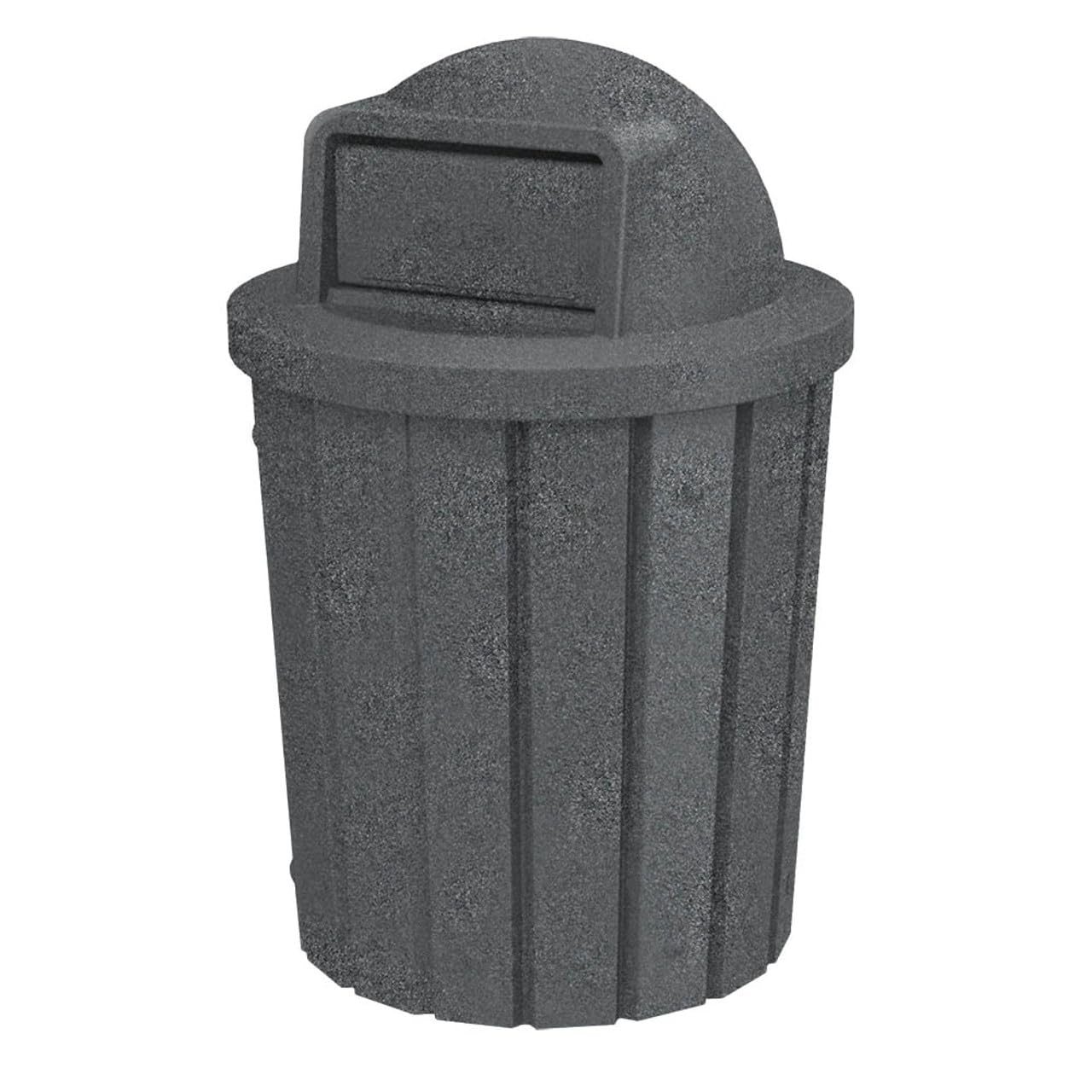 42 Gallon Slated Circle 100% Recycled Plastic Heavy Duty Outdoor Trash Can with Push Open Dome Lid