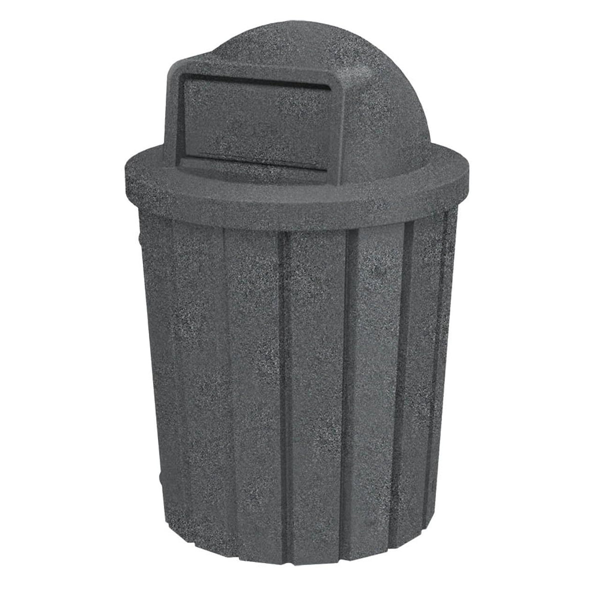 42 Gallon Slated Circle 100% Recycled Plastic Heavy Duty Outdoor Trash Can with Push Open Dome Lid