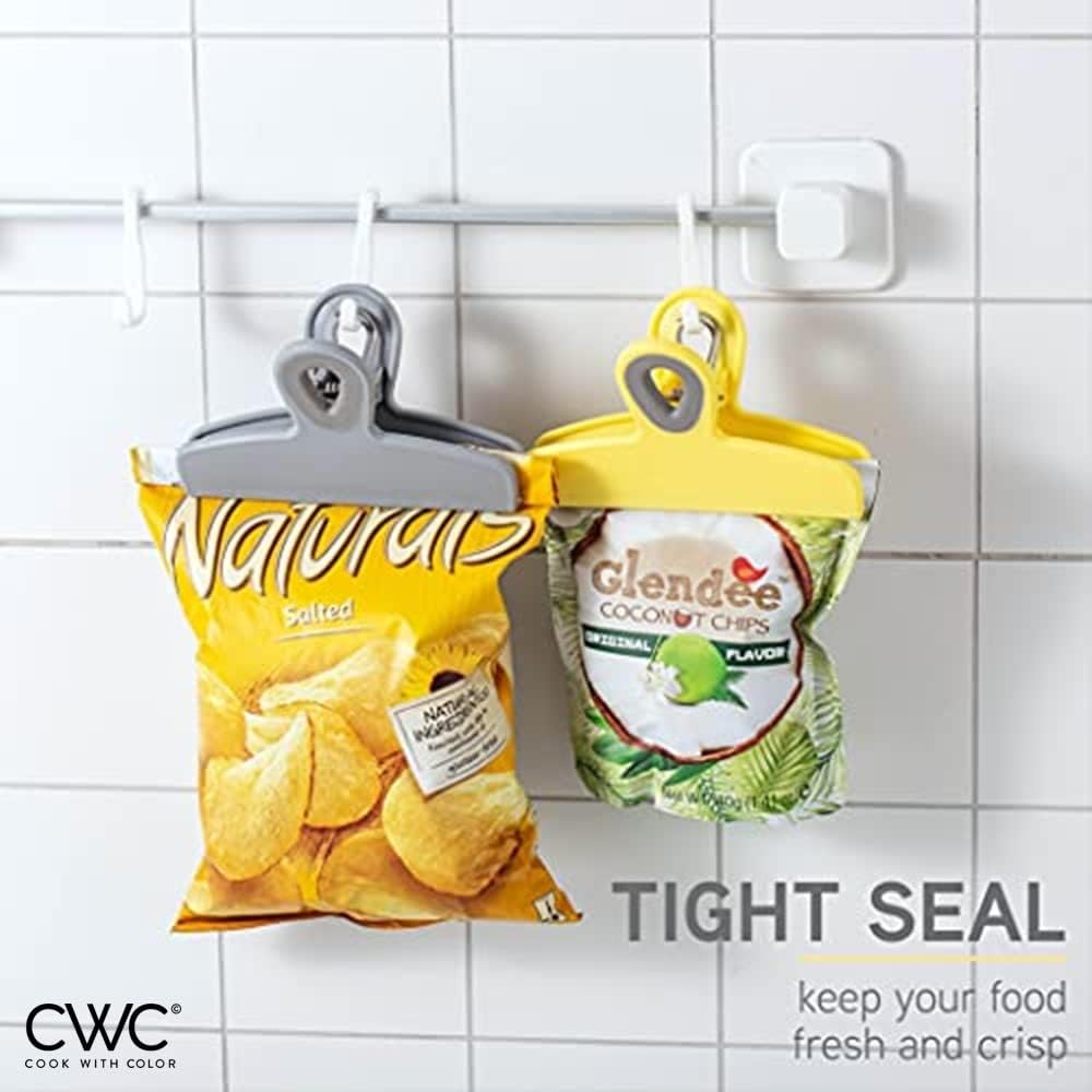 COOK WITH COLOR Bag Clips - Heavy Duty Chip Clip and Refrigerator Magnet Clips for Food Storage