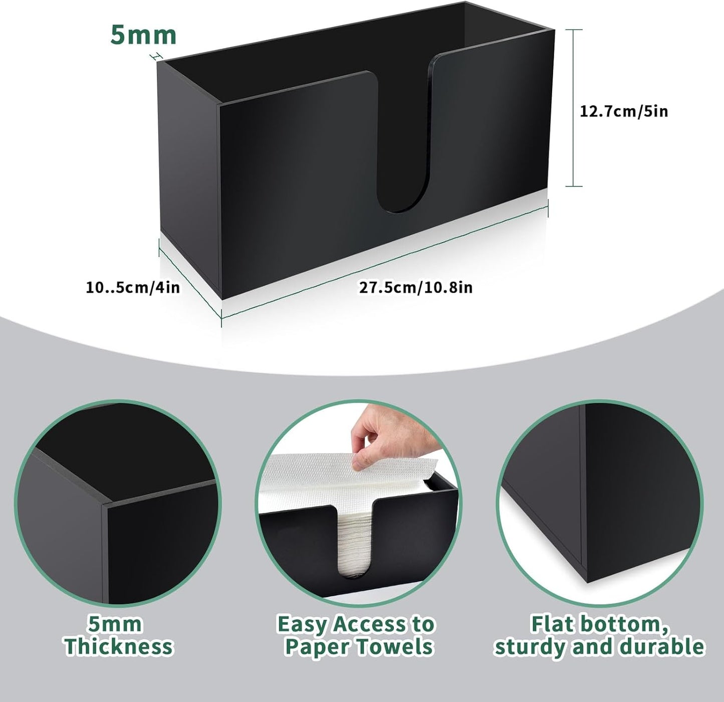 4Pack Black Acrylic Countertop Paper Towel Dispenser, Napkin Dispenser, Multifold Acrylic Paper