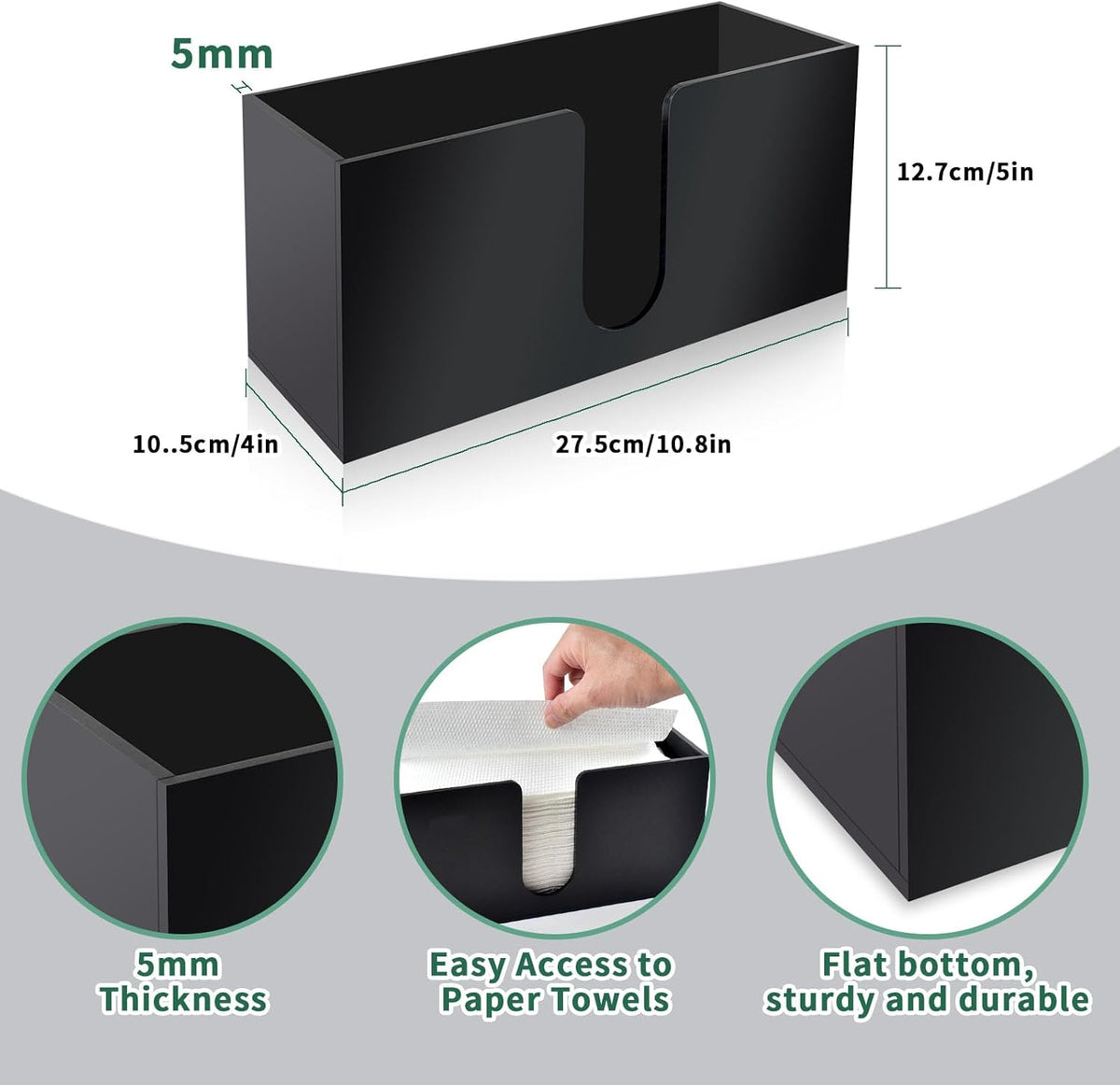 4Pack Black Acrylic Countertop Paper Towel Dispenser, Napkin Dispenser, Multifold Acrylic Paper