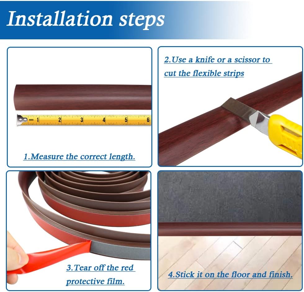Floor Transition Strip Self Adhesive Carpet & Flooring Transitions Edging Trim Strip PVC Threshold