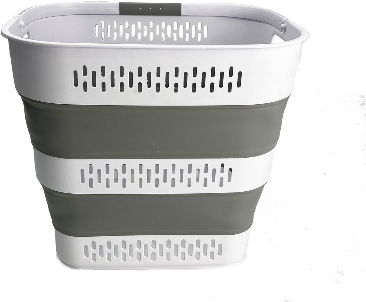SAMMART 40L (10.5 Gallon) Collapsible Plastic Laundry Basket with Handles - Foldable Pop Up Storage
