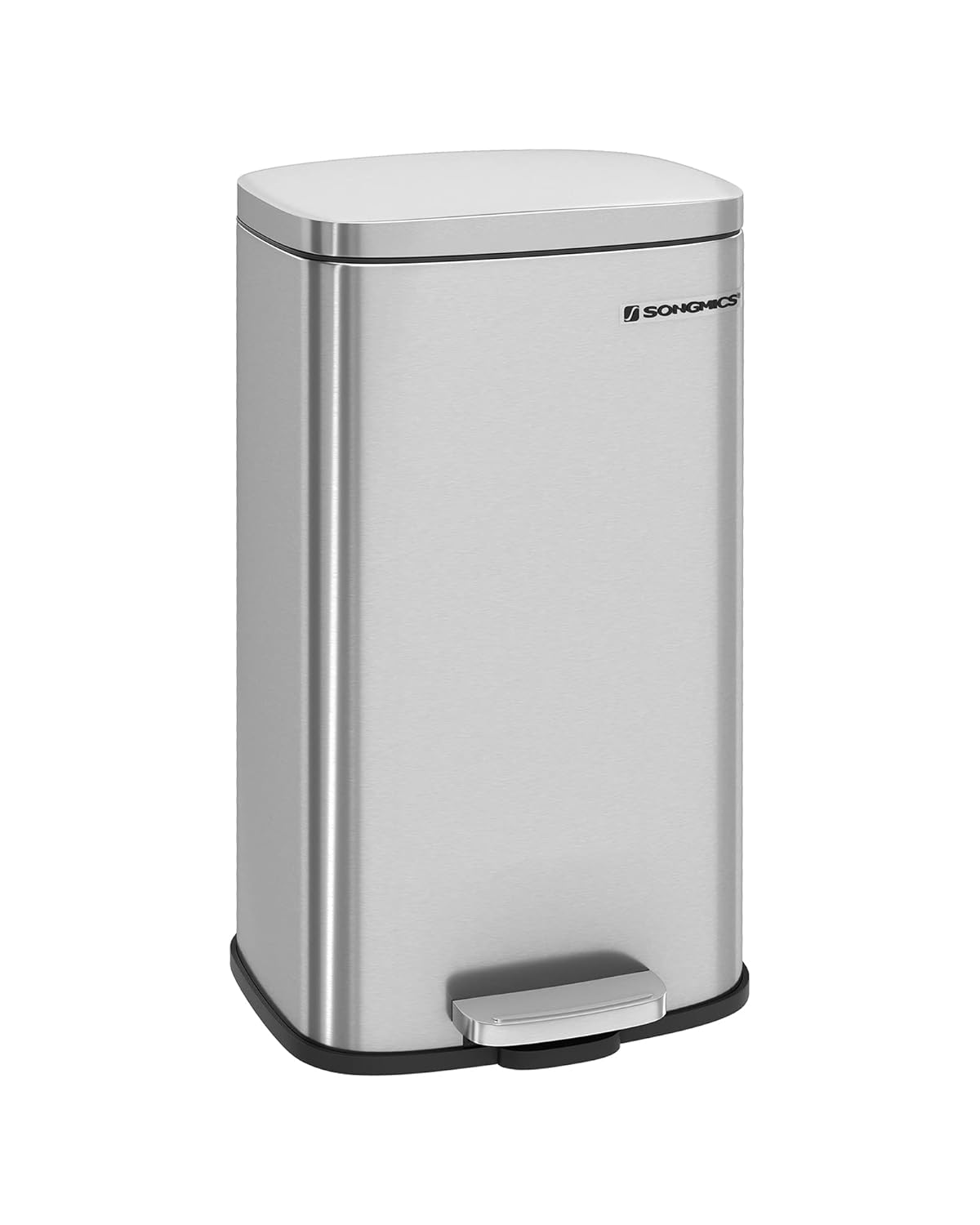 SONGMICS Trash Can with Lid, 8 Gallon Garbage Can, Stainless Steel Small Waste Bin with Step Pedal
