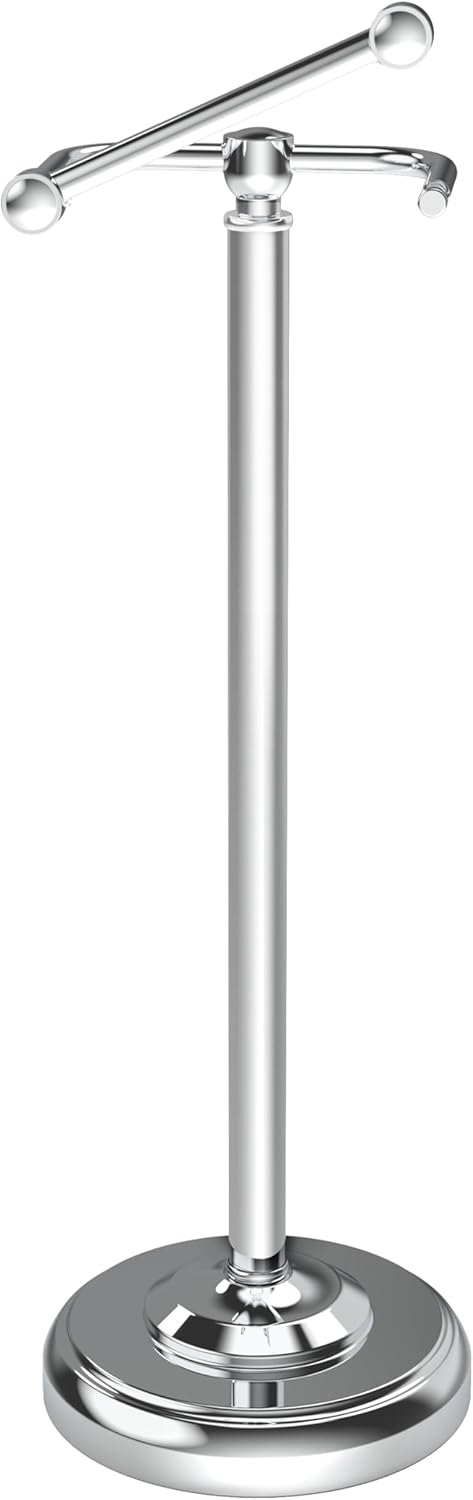 Toilet Paper Holder Stand, Polished Chrome Toilet Paper Holder Free Standing, Post Pivoting Design