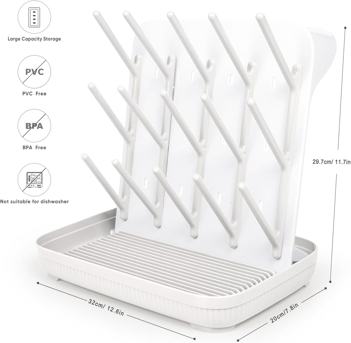 Termichy Baby Bottle Drying Rack: Large Vertical Bottle Dryer Rack Holder - Space Saving Standing