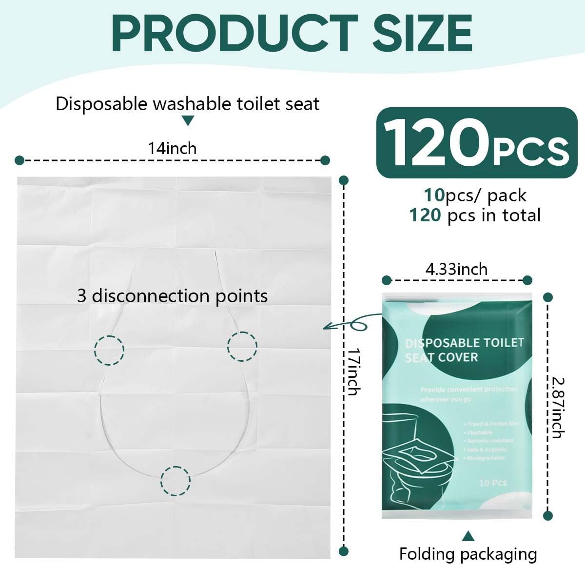 120 Pcs Disposable Flushable Paper Toilet Seat Covers Travel Supplies Essentials for Airplane