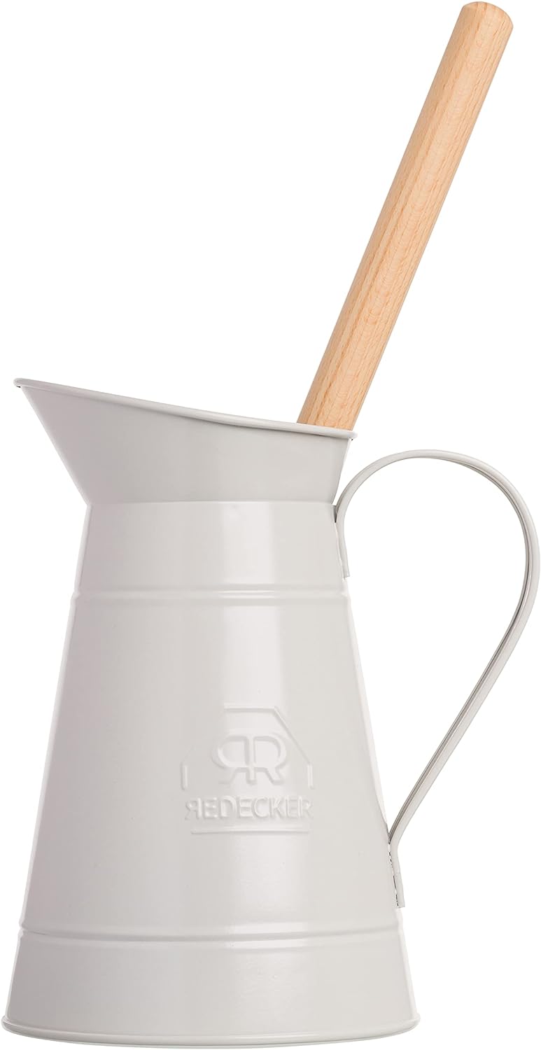 Redecker White Coated Metal Toilet Brush Set with High Grade Nylon Toilet Brush with Oiled