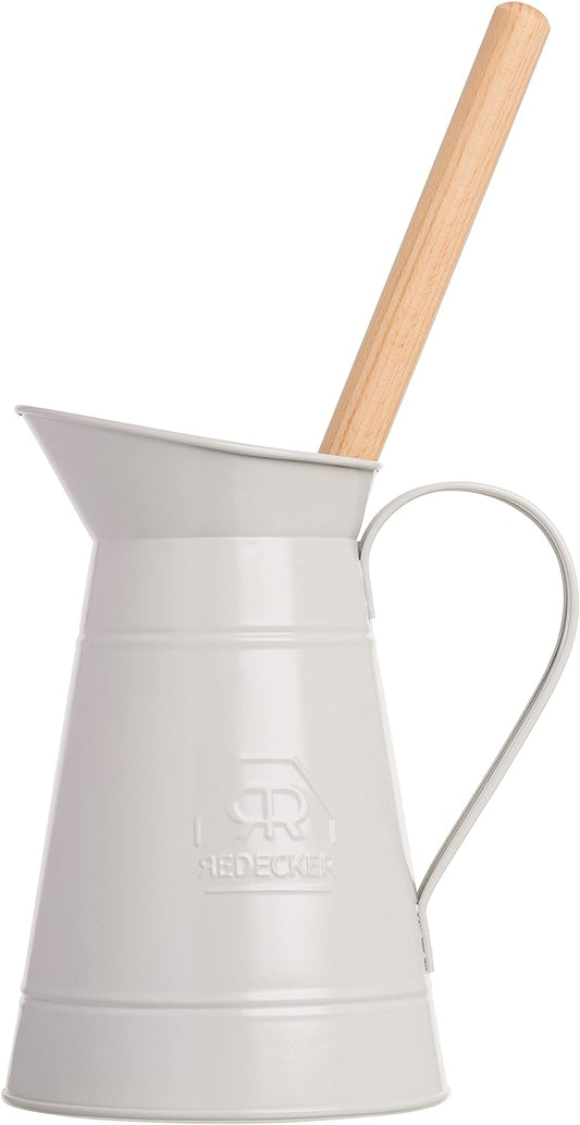 Redecker White Coated Metal Toilet Brush Set with High Grade Nylon Toilet Brush with Oiled