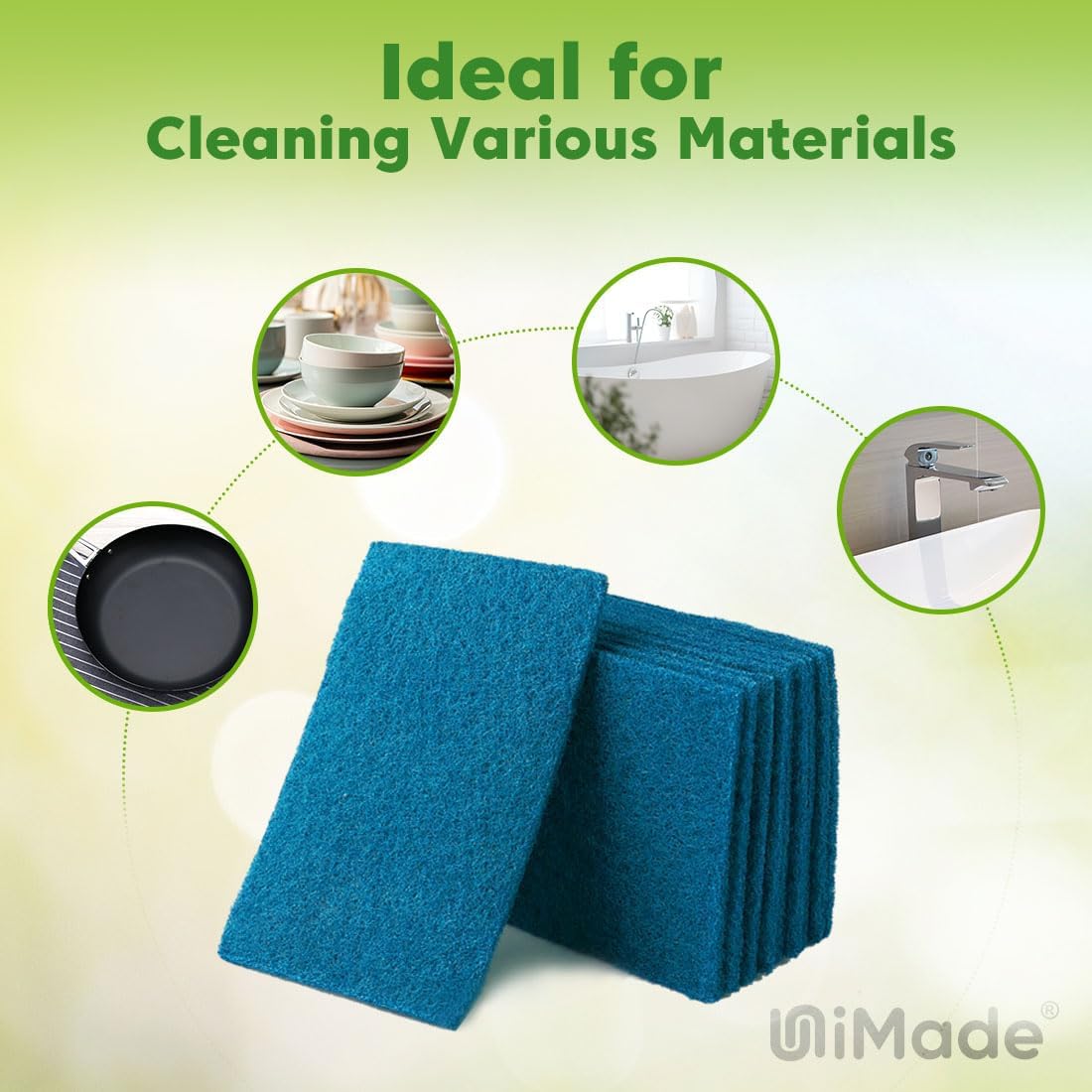 Non-Scratch Scouring Pads, 96Pcs Household Scour Pads for Kitchen, Garage and Outdoors, Reusable