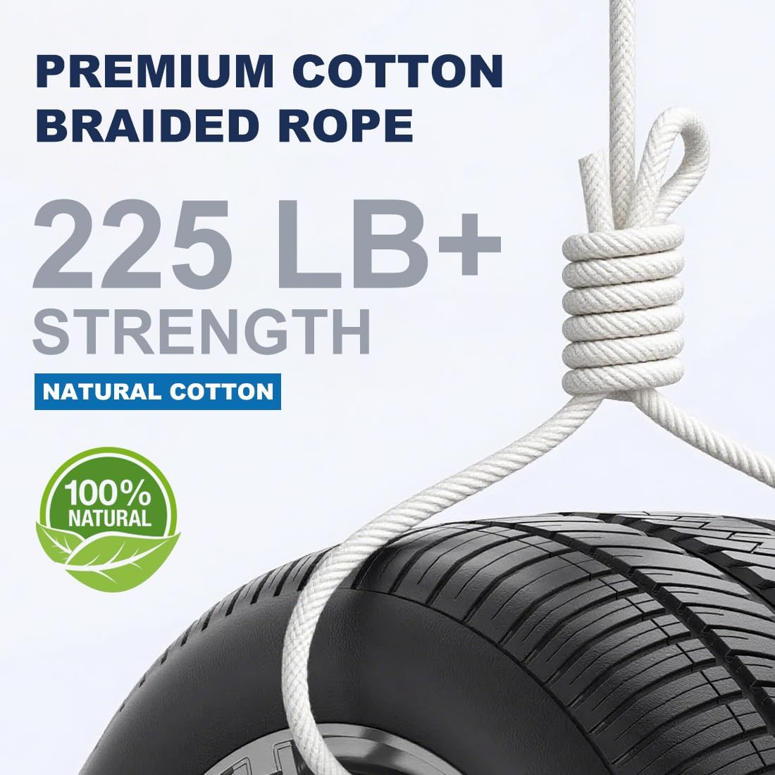 PerkHomy 500lb Cotton Rope 3/16" (5mm) 50 ft Multi Purpose Utility Diamond Braided Cord, Natural