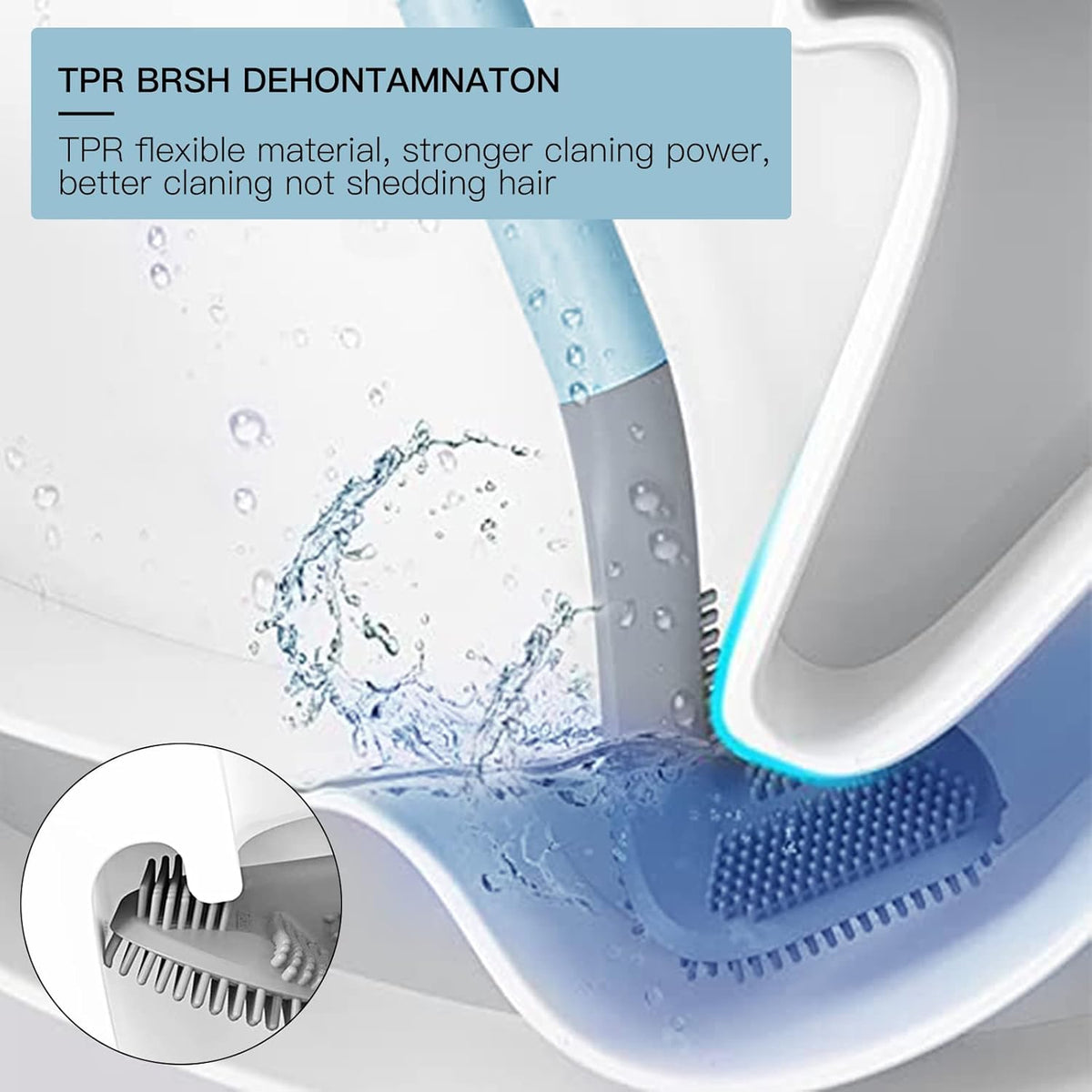 2Pcs Toilet Brush, Slim Compact Bathroom Toilet Scrubber No Dead Corners Silicone Toilet Brush