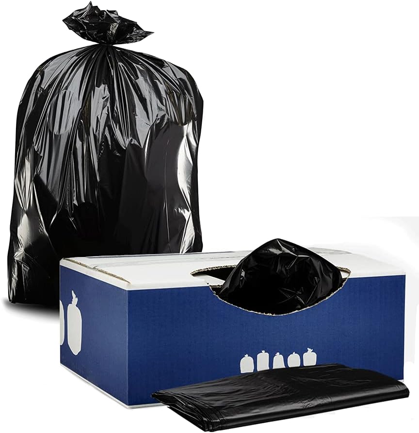 Plasticplace Contractor Trash Bags 40-45 Gallon │ 3.0 Mil │ Black Heavy Duty Garbage Bag │ 40” x